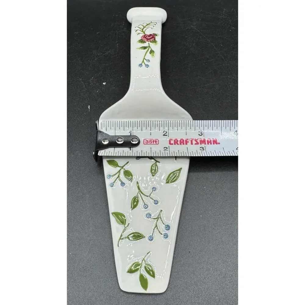 Vintage MWW Market Ceramic Cake Pie Server With Floral Design Rose Vine -A94
